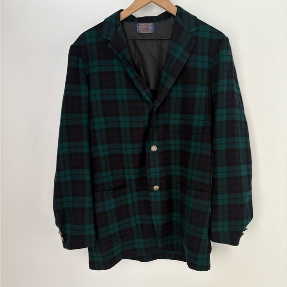 Pendleton Jackets & Blazers - Pendleton Women’s Green & Blue 100% Virgin Wool Plaid Blazer